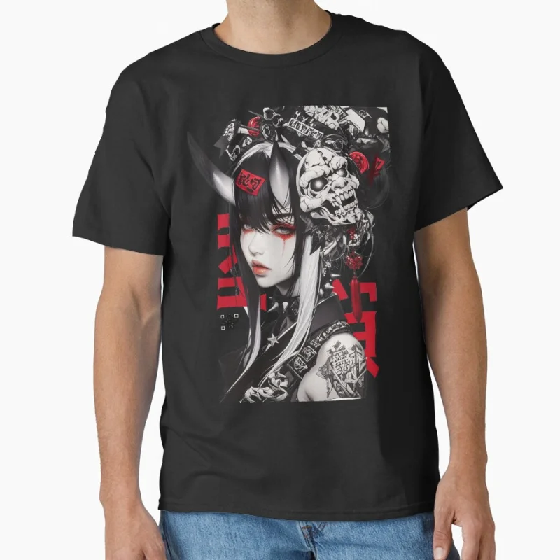 science fiction robot japan traditional art Cyborg Geisha Cyberpunk T-shirt Large size Adult Tops S-6xl