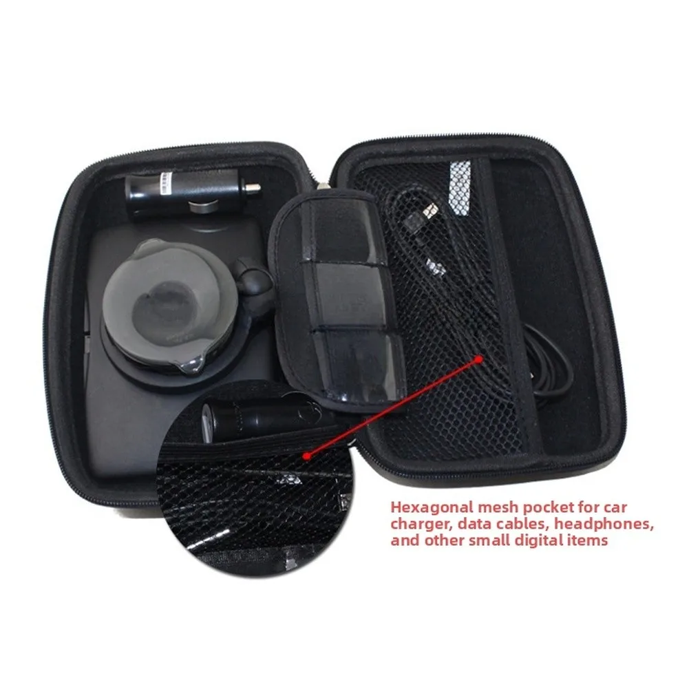 Compact EVA GPS Case for Outdoor Navigation Devices Featuring For SD Card Holder and Hexagonal Mesh Pocket for Cables