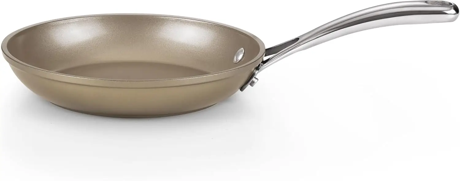 

Frying Pan Hard Anodized Ceramic Nonstick, 8-inch Classic Skillet Egg Omelette Fry Pan with Stainless Steel Handle, Indu