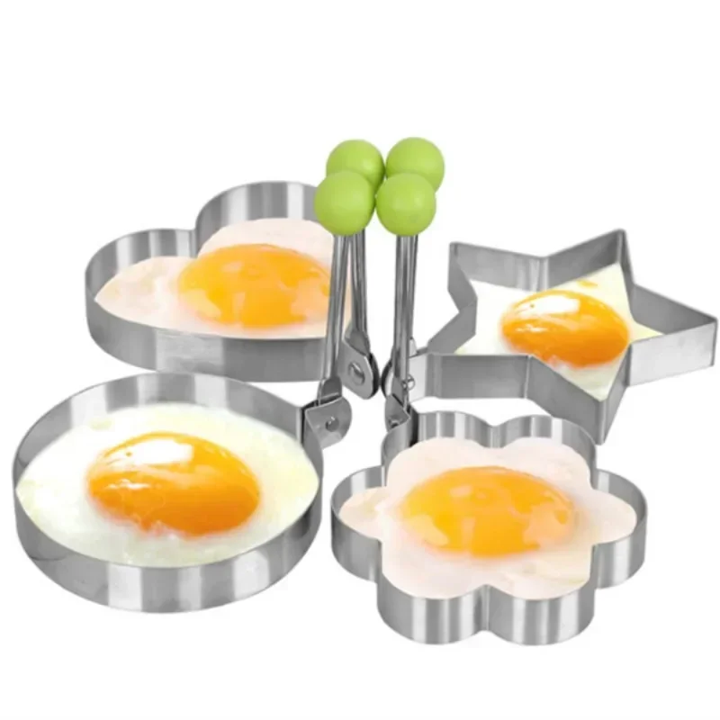 5 Style Stainless Steel Fried Egg Mold Heart Pancake Maker Breakfast Baking Omelette Rings Cooking Tools Kitchen Accessories