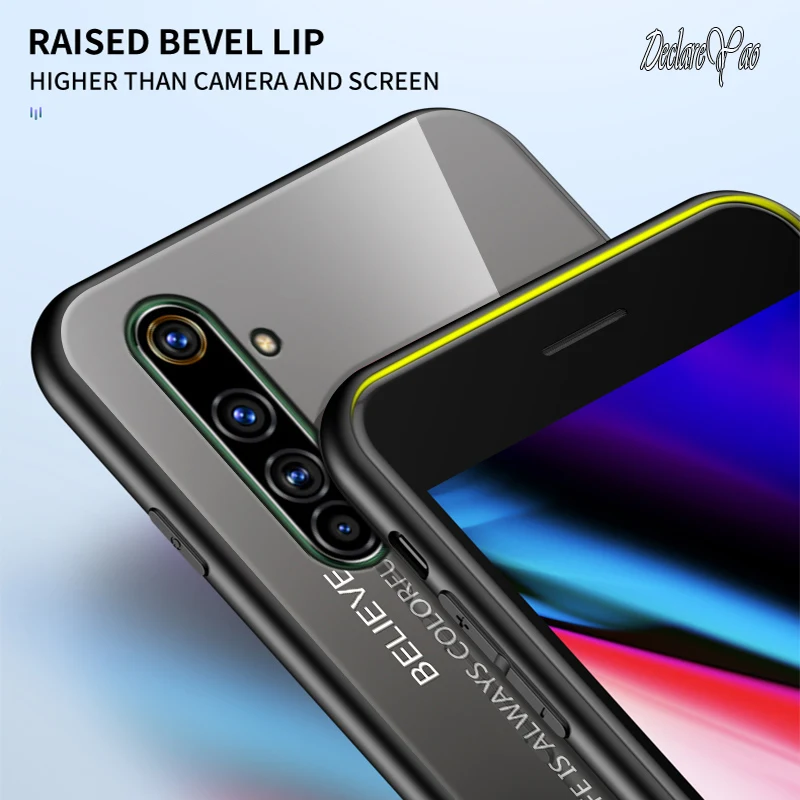 DECLAREYAO Original Silicone Soft Edge Mirror Hard Coque For OPPO Realme X2 Pro XT X X50 5G Case Cover Tempered Glass Shockproof