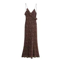 New Women's Clothing European And American Style Fashionable Simple Layered Decoration Polka Dot Sleeveless Suspender Dress