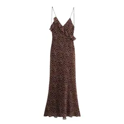 New Women's Clothing European And American Style Fashionable Simple Layered Decoration Polka Dot Sleeveless Suspender Dress
