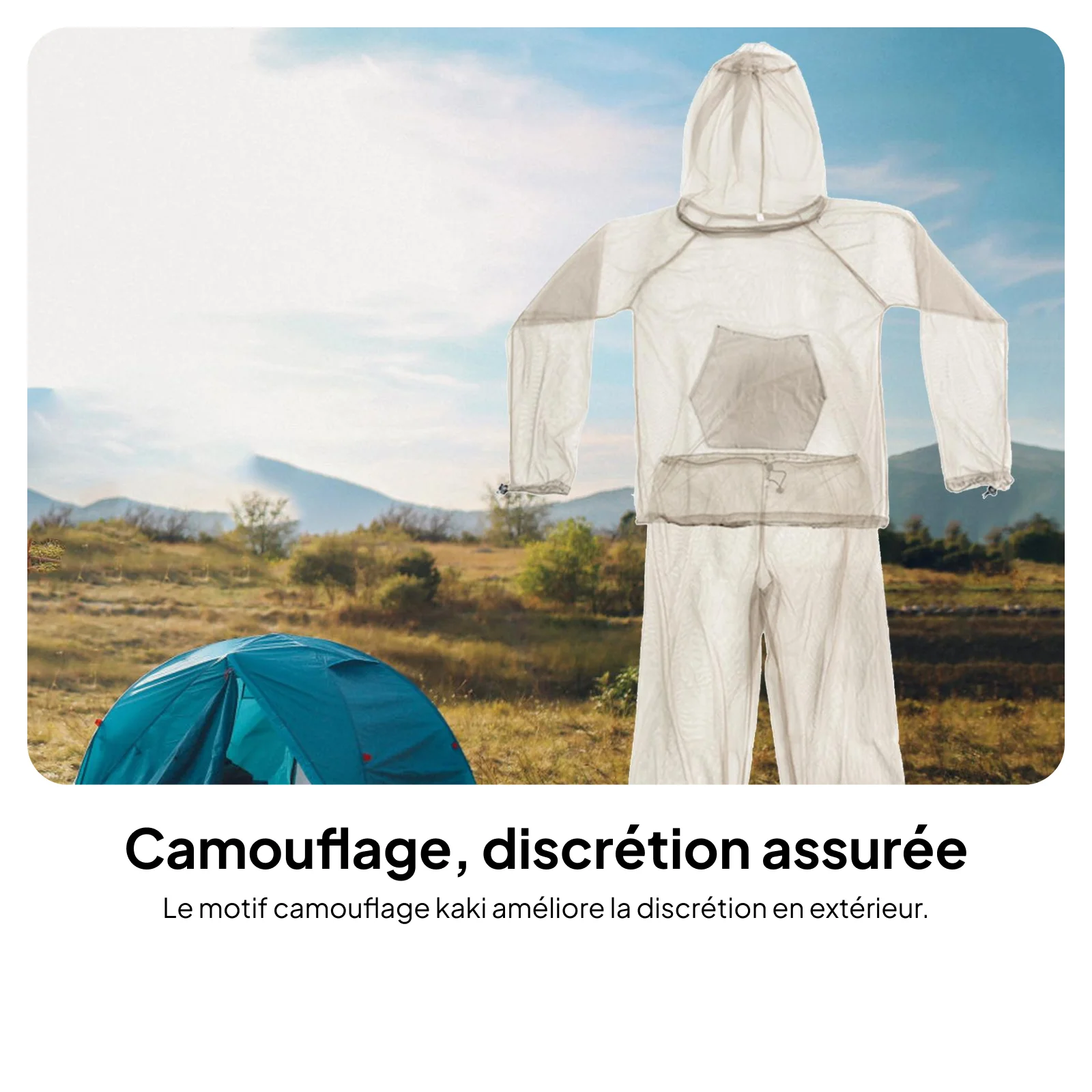 

Outdoor Mesh Hood Suit Lightweight Ghillie Clothing Set for Men for Camping Fishing Gardening