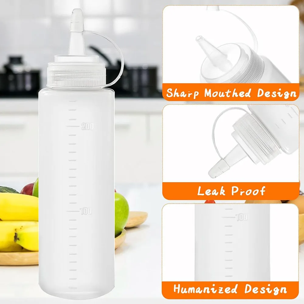 8 oz Plastic Squeeze Bottles Squirt Bottles for Ketchup,Condiments,BBQ Sauce,Dressing,Barbecue,Grilling,Crafts,Syrup