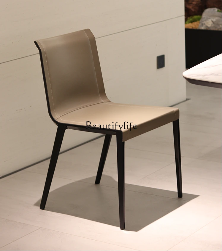 

Italian Saddle Leather Modern Minimalist Backrest Stool Saddle Study Chair Dresser Chair