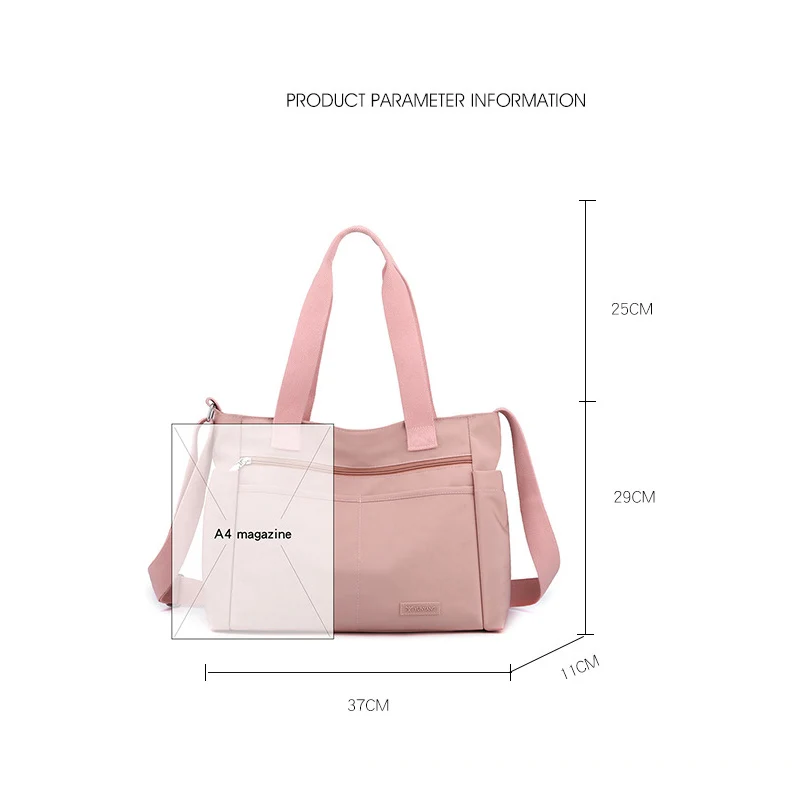 Fashion Women Shoulder Bags Large Capacity Multifunction Travel Handbags Waterproof Nylon Light Weight Messenger Bags for Women