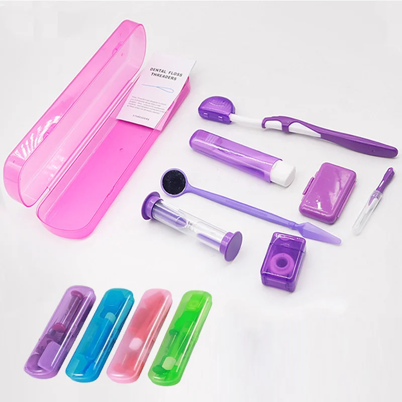 

Dental Orthodontic Oral Care Kit Teeth Cleaning Set Dental Floss Mouth Mirror Interdental Brush Teeth Whitening Travel Tool kit