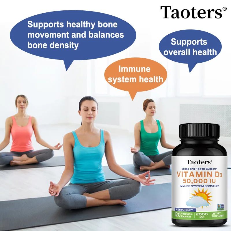 فيتامين د3 عالي الفعالية 50,000 وحدة دولية - يدعم كثافة العظام وصحة الأسنان والجلد وصحة القلب وتعزز وظيفة العضلات الصحية