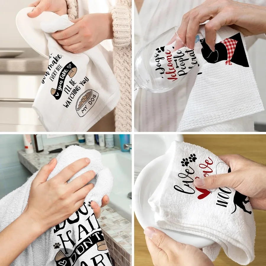 مجموعة مناشف مطبخ الكلاب مكونة من 4 هدايا أمي الكلب لـ n مضحك لطيف طبق الانتقال لمنزل جديد الشاي مناشف اليد لهدايا الانتقال لمنزل جديد المطبخ ديسمبر