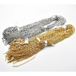 Venta al por mayor 100 unids/lote moda labio de acero inoxidable cadenas onduladas de agua collares joyería DIY 1,6mm 40 + 5cm cadenas accesorios de traje