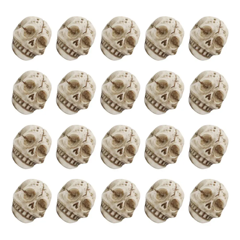 20Pcs Mini Skull Statue Resin Outdoor Garden Decoration Halloween Ornament Vase Filler Planter Table Centerpiece