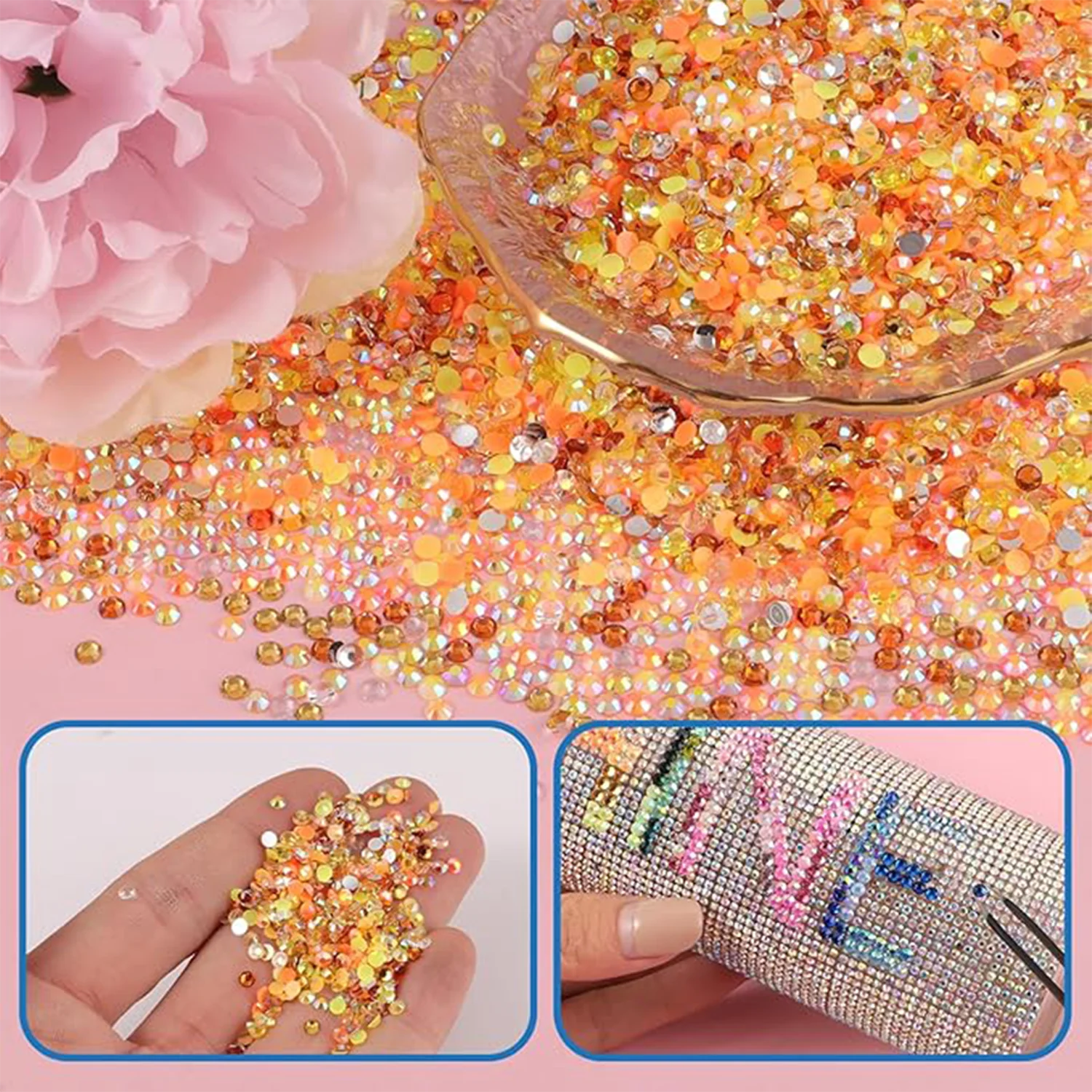 1 Set 3mm Gemischte Farben Jelly Flatback Harz-Strass-Steine für Tassen, Kleidung, Taschen, Schuhe, Handyhüllen, Dekoration, Hüte, Stifte und Bastelarbeiten – Detail 2
