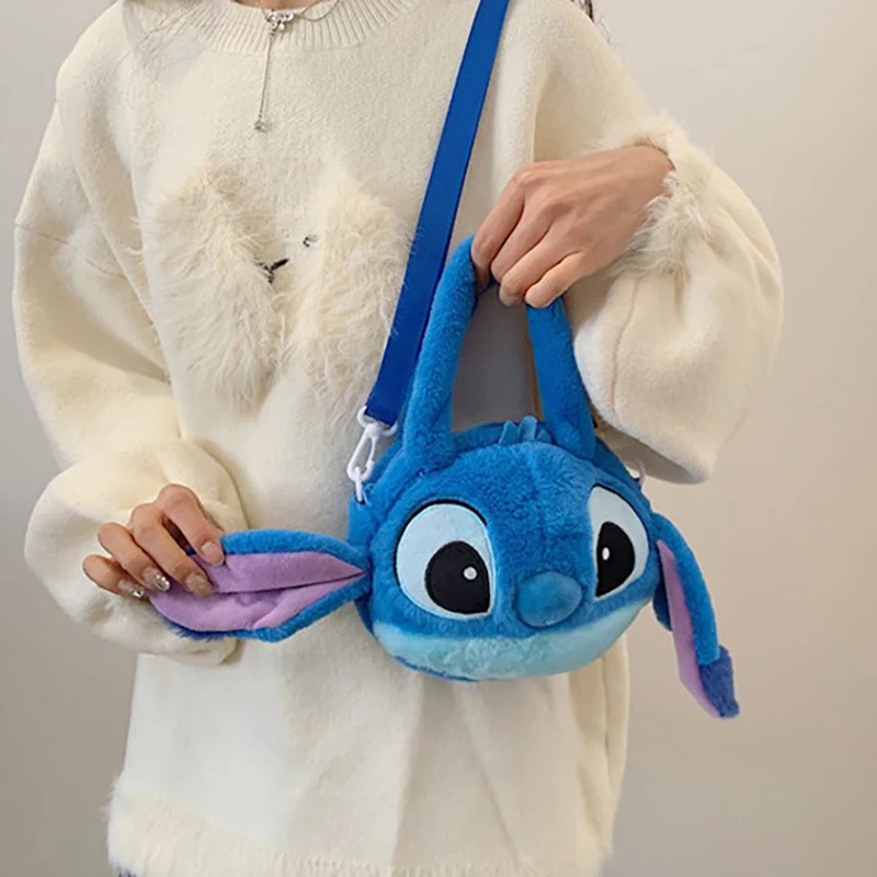 Disney Stitch Plush Messenger กระเป๋าการ์ตูนผู้หญิงแฟชั่นไหล่กระเป๋าน่ารักอะนิเมะสไตล์น่ารักตุ๊กตากระเป๋าถือของขวัญวันเกิด