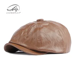 55-58cm Newsboy Caps for MEN Women PU Leather Octagonal Cabbie Painter Hat Gatsby Ivy Beret Big Head Fashion Accessory