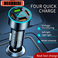 66W 4 Port PD USB Car Charger Quick Charge 3.0 Fast Charging Phone Charger Type C Quick Charger In Car For iPhone Xiaomi Samsung