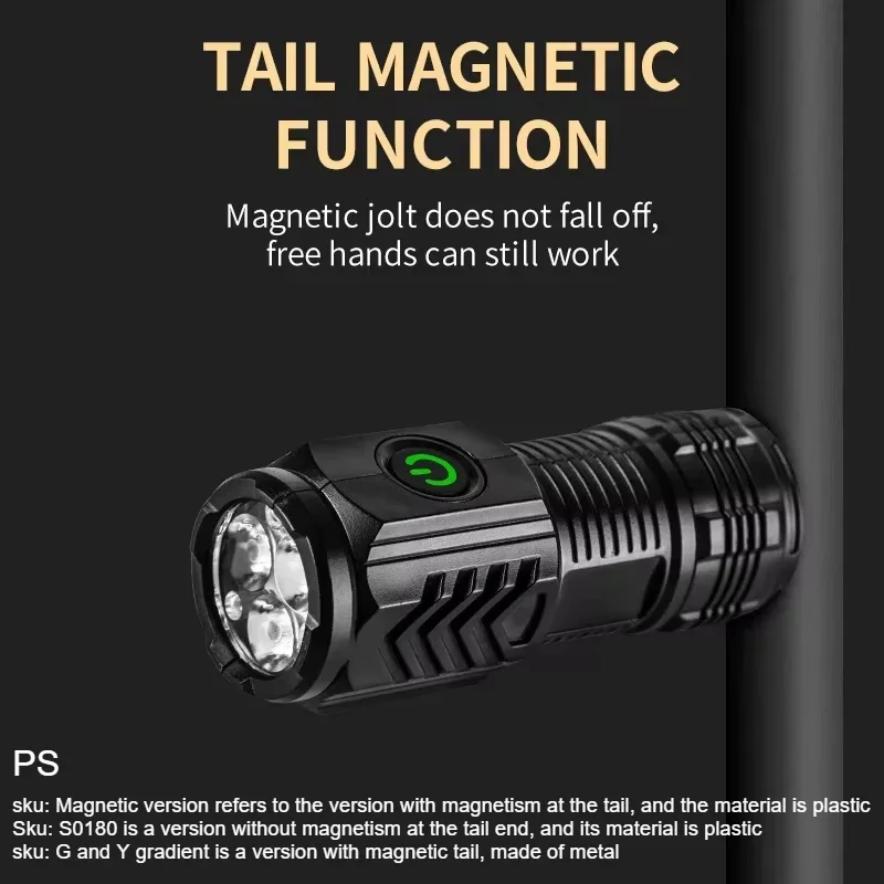 

Three-eyed monster LED flashlight, a must-have for night travel, portable, high brightness, strobe lighting