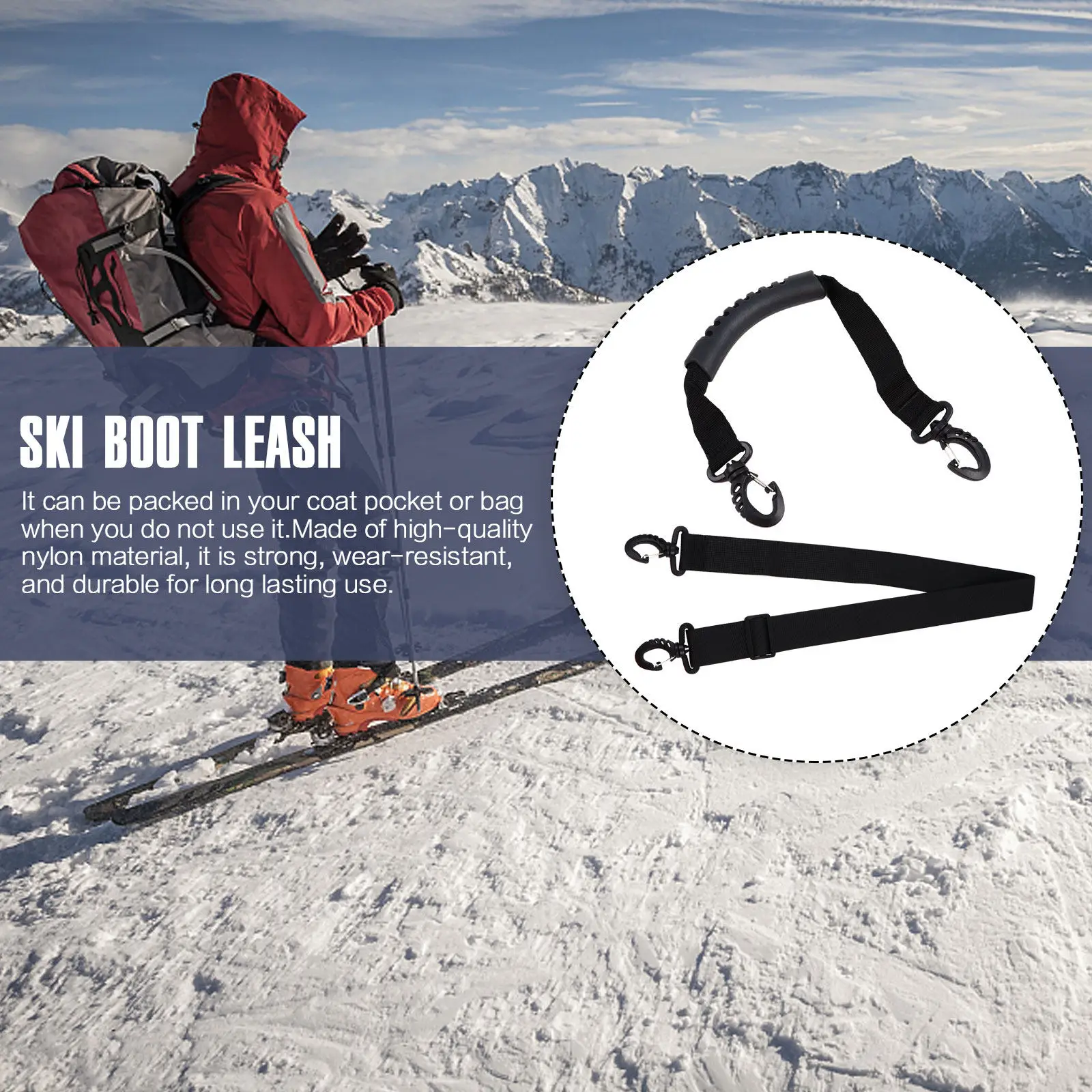 

2Pcs Foldable Snowboard Boot Strap Wear Resistant Nylon Ski Boot Carrier for Adult Skiing Snowboarding