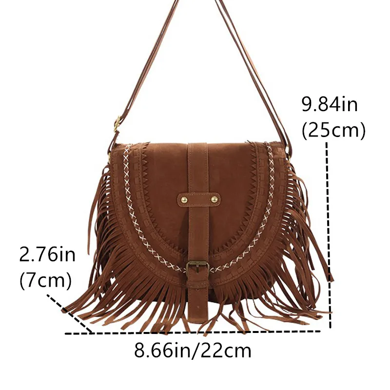 Shoulder Bag Vintage Woman Bags High-Capacity Western Cowboy Tassel Crossbody Bags Brown Bohemia Fashion High Quality Versatile