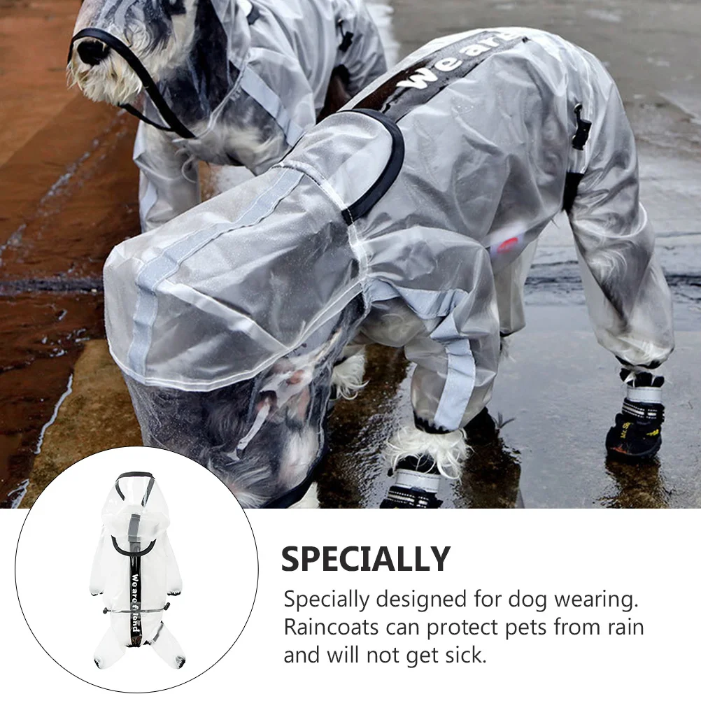 1 قطعة معطف واق من المطر للكلاب مقاوم للماء ملابس ضد المطر للحيوانات الأليفة في الهواء الطلق مع تفاصيل عاكسة مقنعين رأس طويل ليوم ممطر المشي معطف واق من المطر للكلب