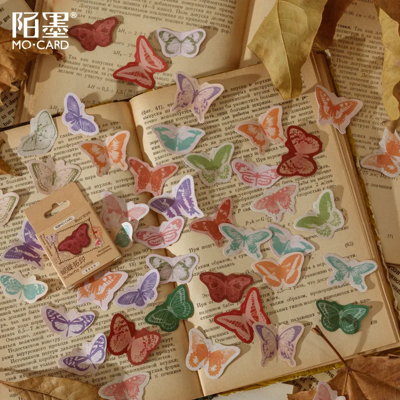 46 Pcs Butterfly Decorative Adhesive Sticker Craft Scrapbooking Sticker Set For Diary Album Notebook Planner
