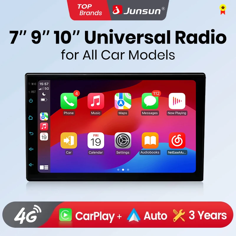 Junsun 7" 9"10.1" Universal For VW Volkswagen Fiat Renault Nissan Hyundai CarPlay Android Auto Radio 4G Car Multimedia autoradio