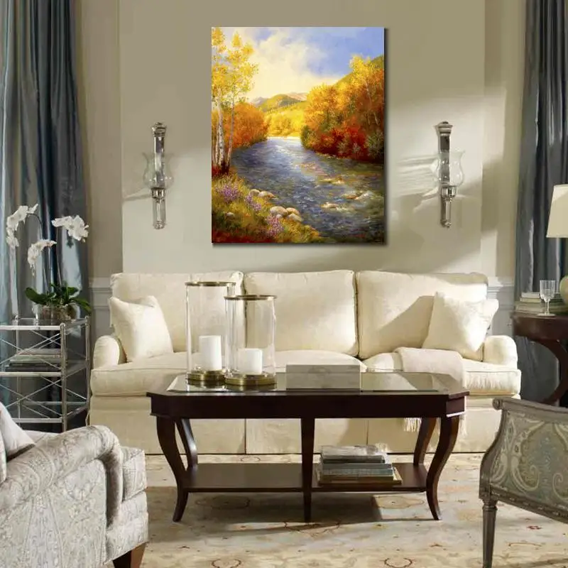 Wall Art Modern Oil Painting Terra Alta Handmade Landscapes Picture for Room Decor Large Canvas