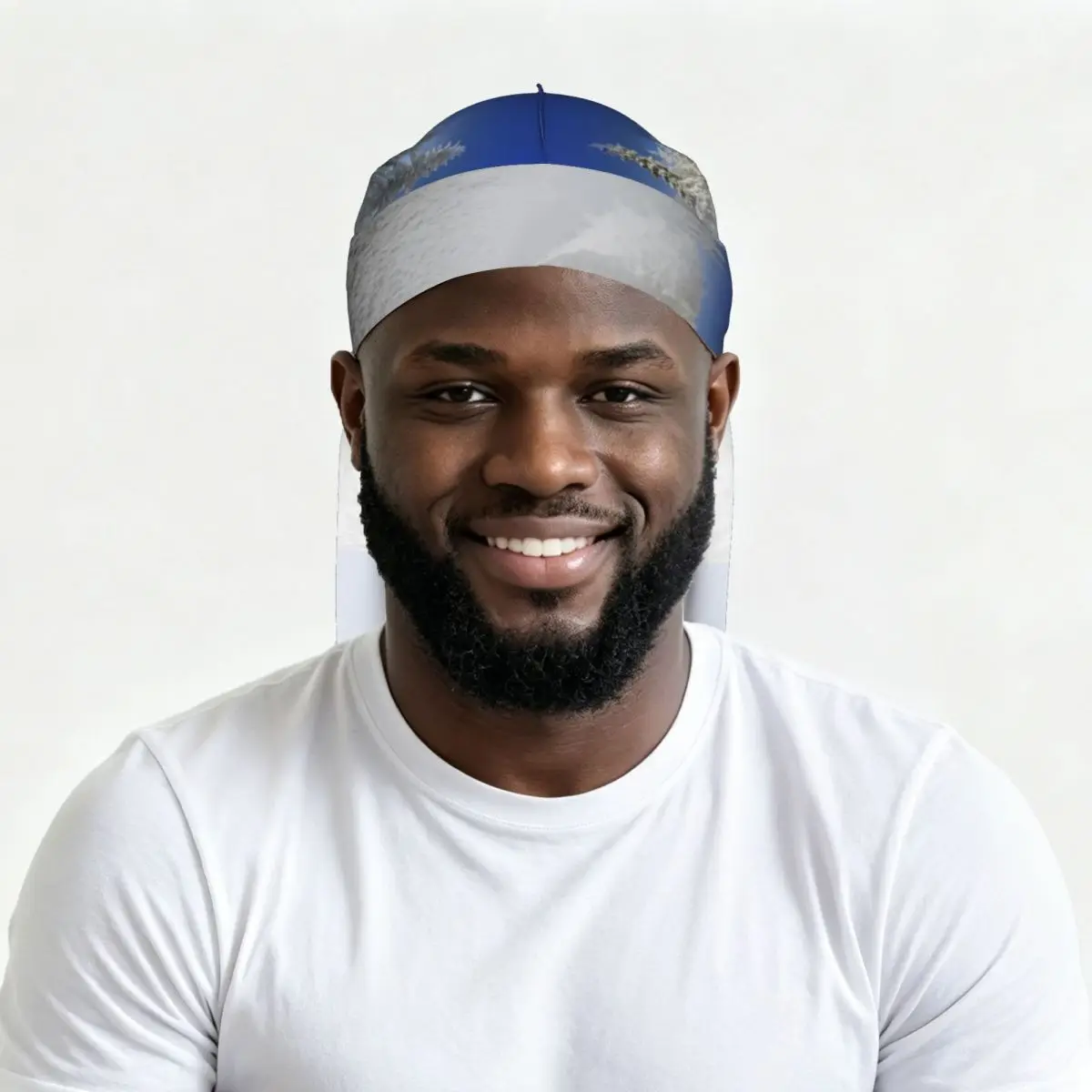Men Satin Durag Long Tail Doo Rag Snow Trees Moon Sky Hip Hop Headwrap Hair Scarf
