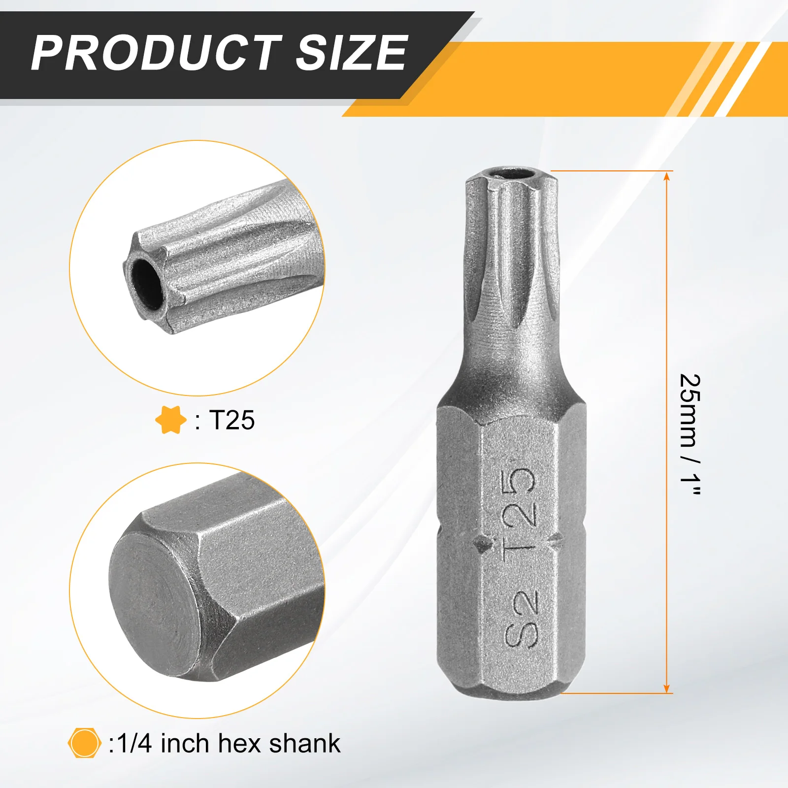 2/5/10 stuks T6 T8 T10 T15 T20 T25 T27 T30 T40 Torx schroevendraaierbits 1/4" zeskant schacht 25mm S2 sterkop zeskant beveiligde schroevendraaierbits