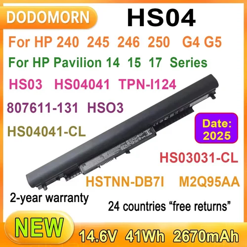 La nueva batería de ordenador portátil hs03 hs04 está disponible para el hp 807611 - 131 807956 - 001 807612 - 421 hstn - lb6u 15 - ay039wm 14 17 TPN - 119 240 245 246 250 G4 / G5