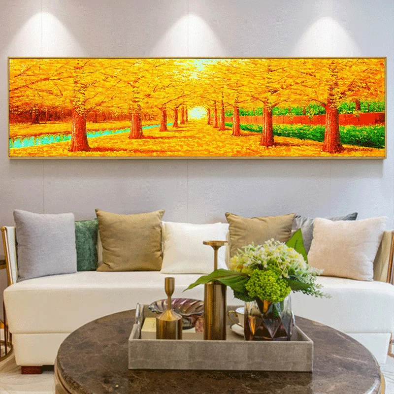 Einfache Moderne Landschaft Diamant Mosaik Malerei Goldene Schöne Spät Herbst Horizontale Version Voll Bohrer Diamant Stickerei