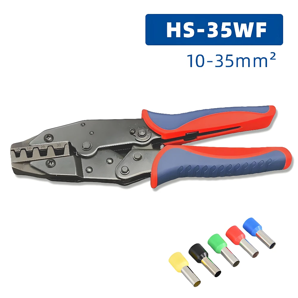 

HS-35WF Клещи для труб с храповым механизмом, обжимные клещи, щипцы для электрика, инструмент для обжима трубчатого обжима 10-2AWG