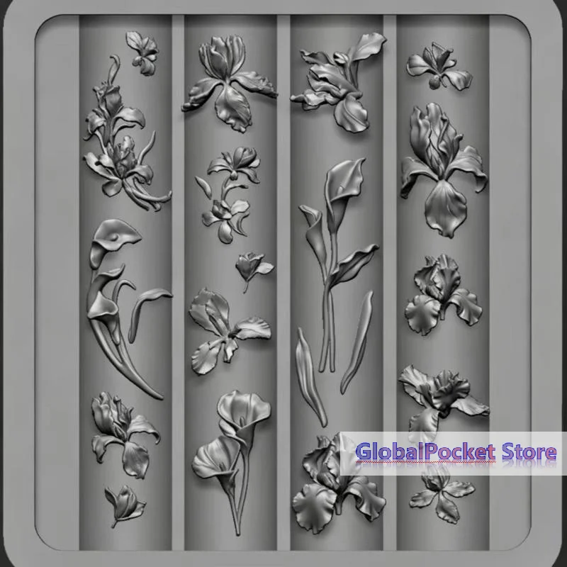 [TG823]1Pcs Three-dimensional Floral Relief Decorati Nail Mold DIY Nail Art Transparent Manicure Template