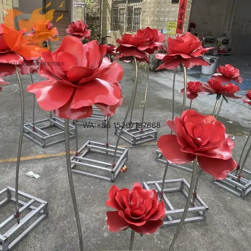 Wmwmnu Custom High Quality Outdoor Stainless Steel Laurel Sculpture Metal Flower Statue for Garden Decoration