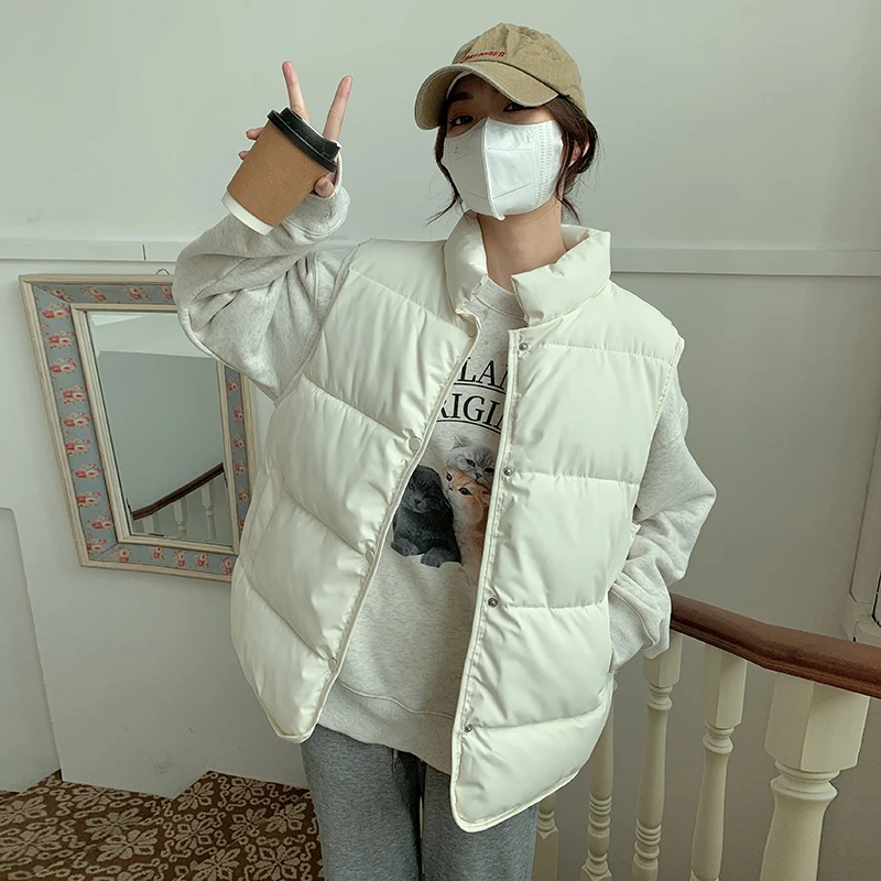 Kamizelki Bezrękawniki Grube Damskie Mundurki Jesienne Sztruksowe Zapinane na Guziki Preppy Inspiracja College Oddychające Uniwersalne Młodzieżowe Eleganckie Y2K