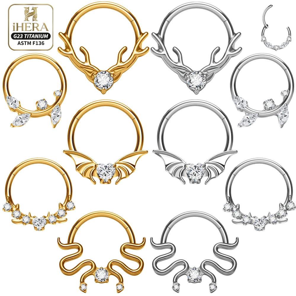 Image of ASTM F136 Titan Antler-Form Nasenring Septum Piercing Ohrknorpel Helix Tragus Lippen Clicker Hoop Fledermausflügel Großhandel