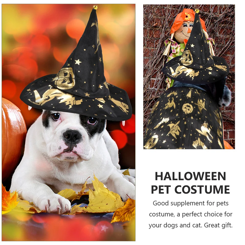 1Set Pet Costume Wizard Cloak Hat Set Chic and Creative Shape High-Quality Material Festive Gift for Small Dogs Cats