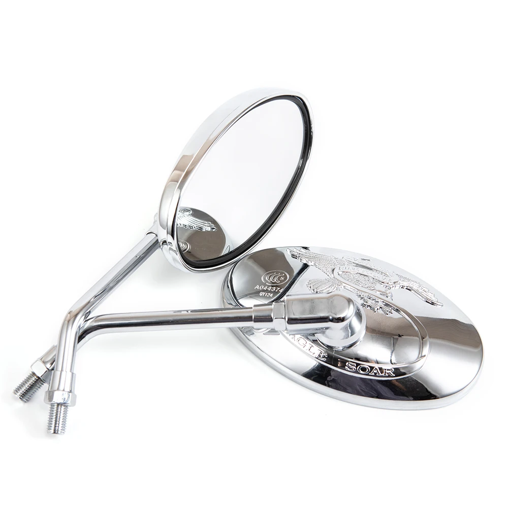 Universal Motorcycle Oval Chrome Rearview Mirrors 10MM Motorbike Side Mirror For Yamaha xt 600 virago 125 535 1100 vmax 1200