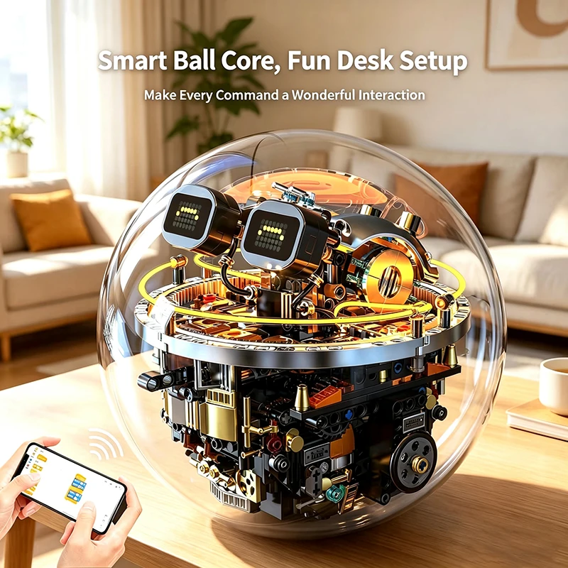 STEM RC Sci-Fi Programmable Robot Ball Building Blocks Set – LED Lights,Multiple Expressions, Kids Toys,Gifts for Boys and Girls