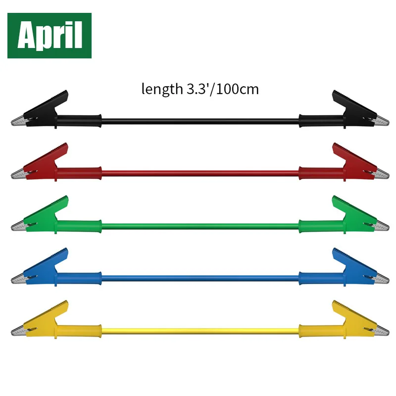 5 stks Alligator Clip naar Alligator Clip Multimeter Test Lead Kabel Lijn Jumper Draad 100 cm Elektrische Test tools