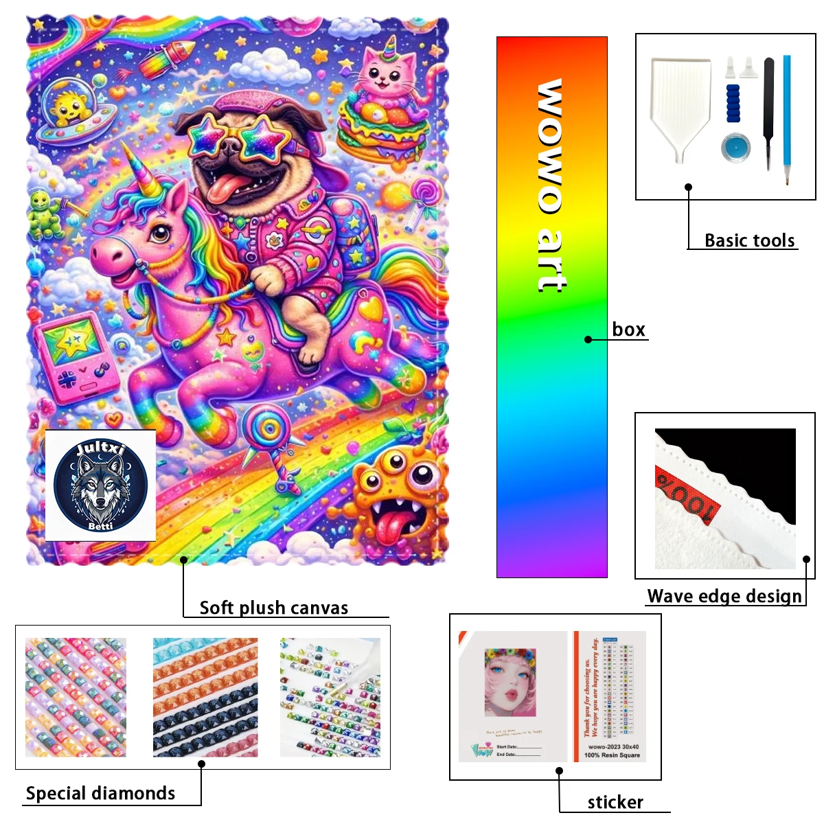 

【Betti_ Diamond Art】Кристаллы AB и FD, идеальные стразы из смолы, дизайн «Кот на лошади»