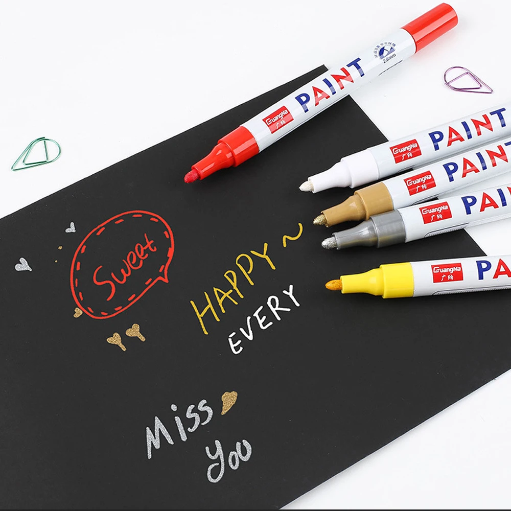 1–12 Stück weißer Permanent-Lackstift, bunte Reifenmarker, Gummi, Auto-Reifenprofil-Marker, Stifte, schnell trocknend, wasserdicht, für Metallfelsen – Detail 6