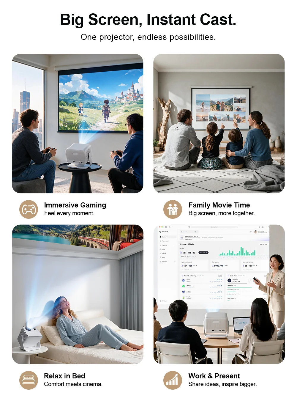ThundeaL Full HD 1080P TD99Mini Tragbarer Smart-Beamer 4K Android WiFi LED TD99 Mini Heimkino-Bildprojektor – Detail 13