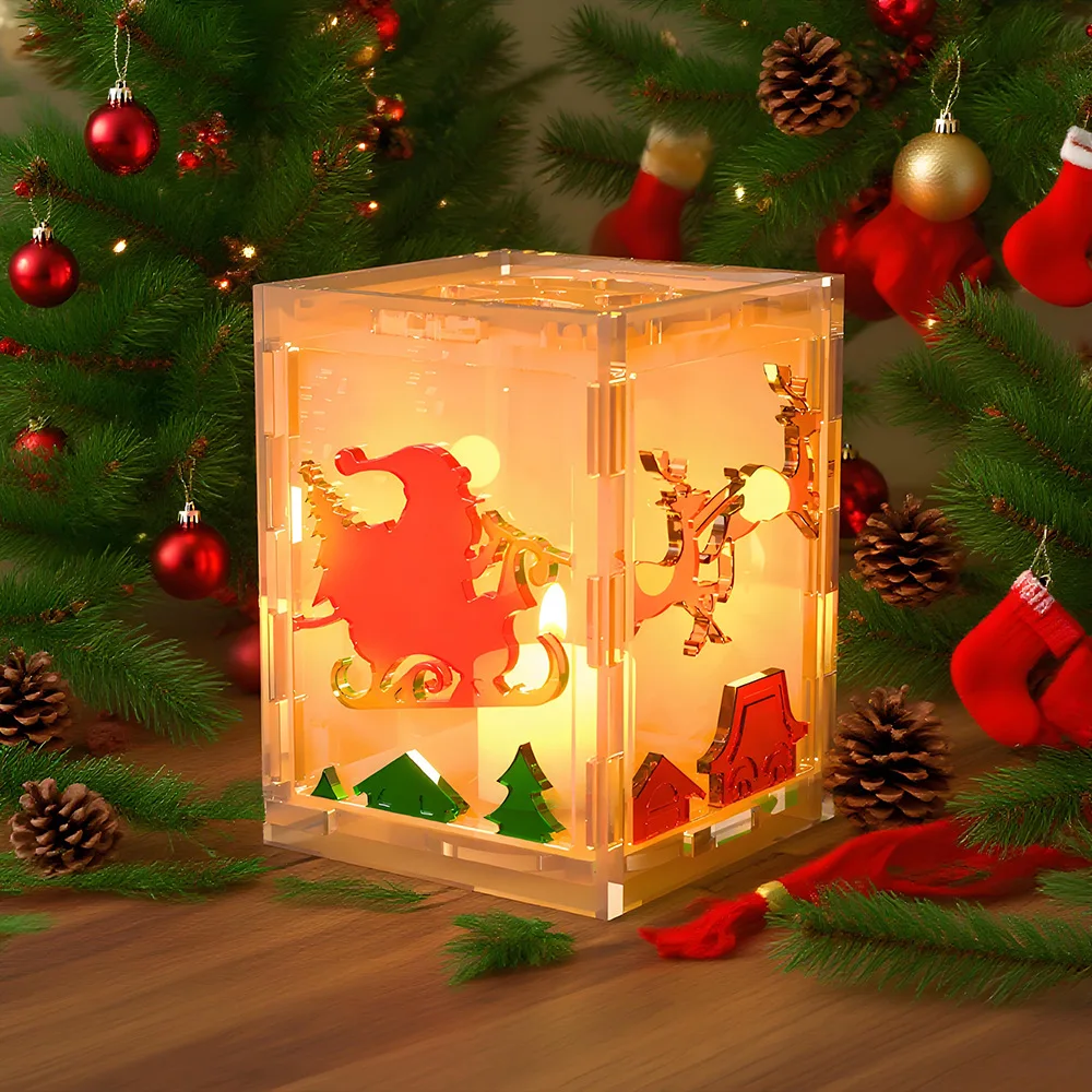 

Christmas Lantern Silicone Mold Set Santa Reindeer Snowflake Cube Candle Holder Resin Gift Box DIY Deco Festive Ornament Craft