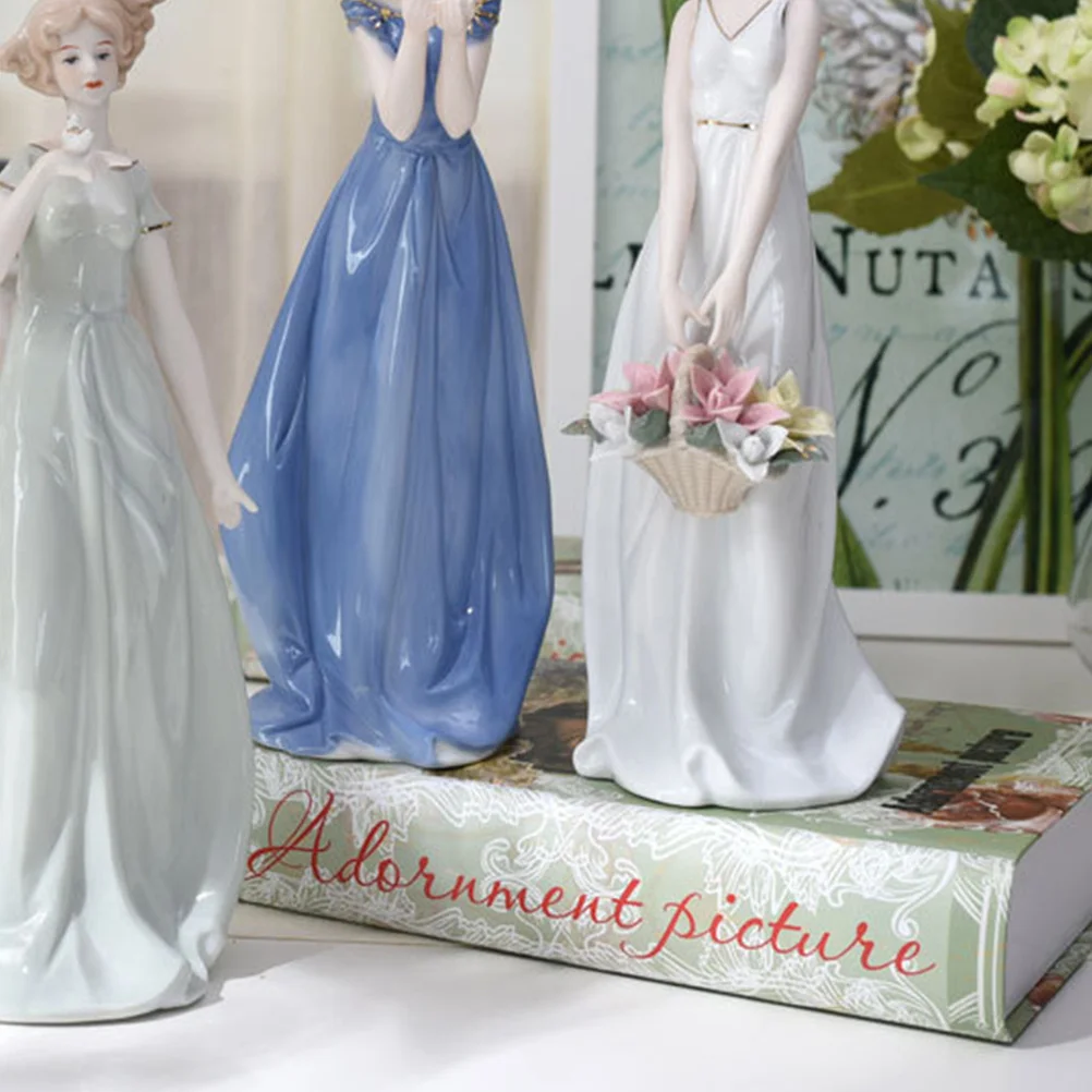 

Ceramic Jacquard Blue Figure Handmade Desktop Ornament Home Decoration Delicate Crafts Office Tabletop Adornment