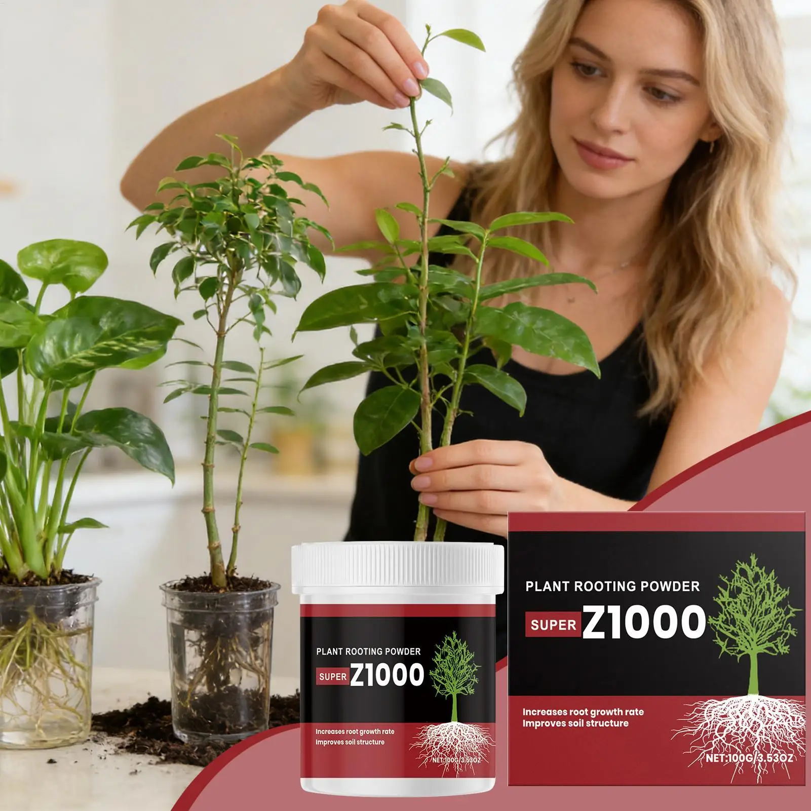 Rooting Ho rmone Powder For Plant Cuttings, Root Stimulator For Fast Root Growth, High Success Rate For Flowers Vegetables Tree
