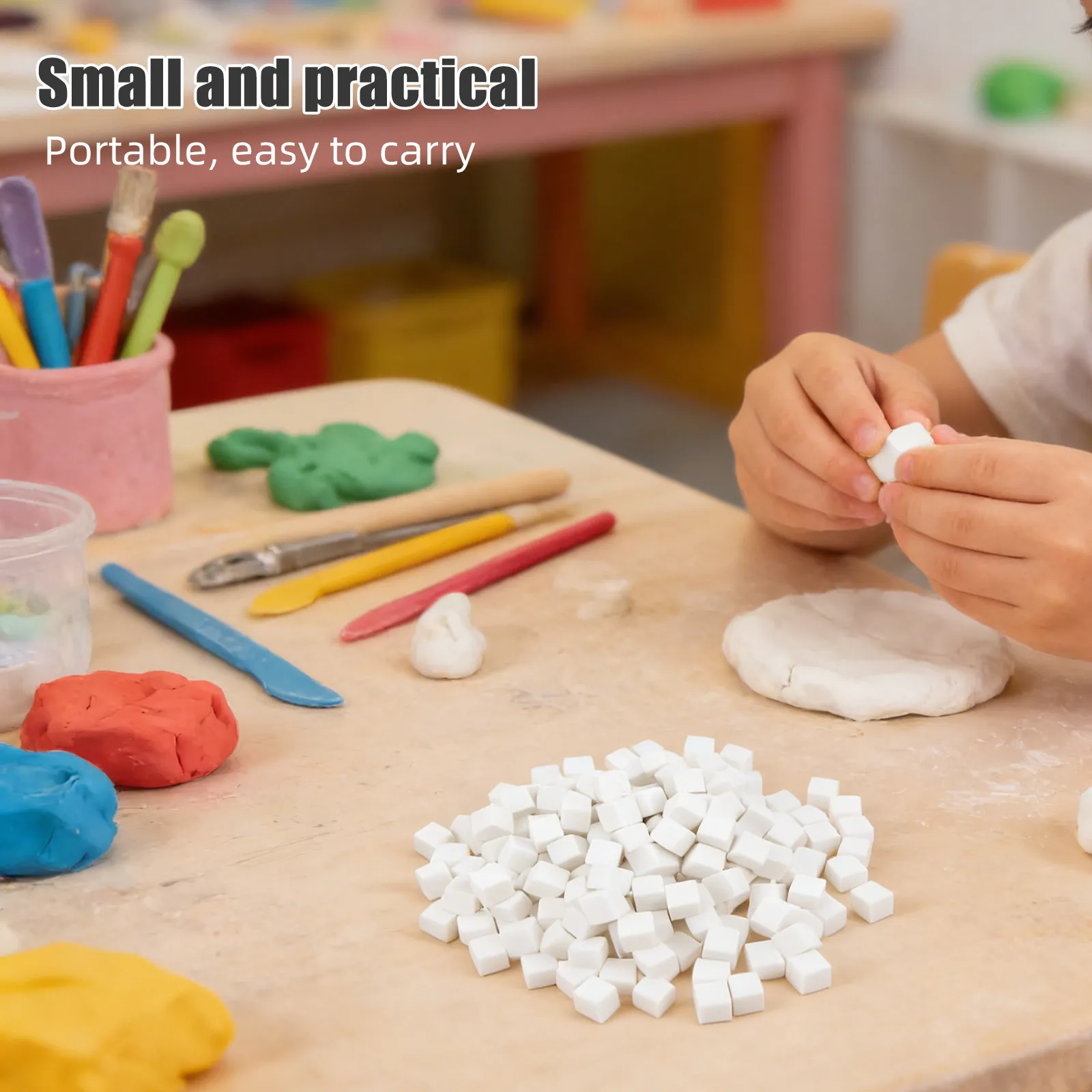 

200 шт. белых мягких губчатых кубиков-мини-блоков для поделок, губчатые блоки для художественных проектов, глиняных украшений, наполнителя для сувениров на вечеринку