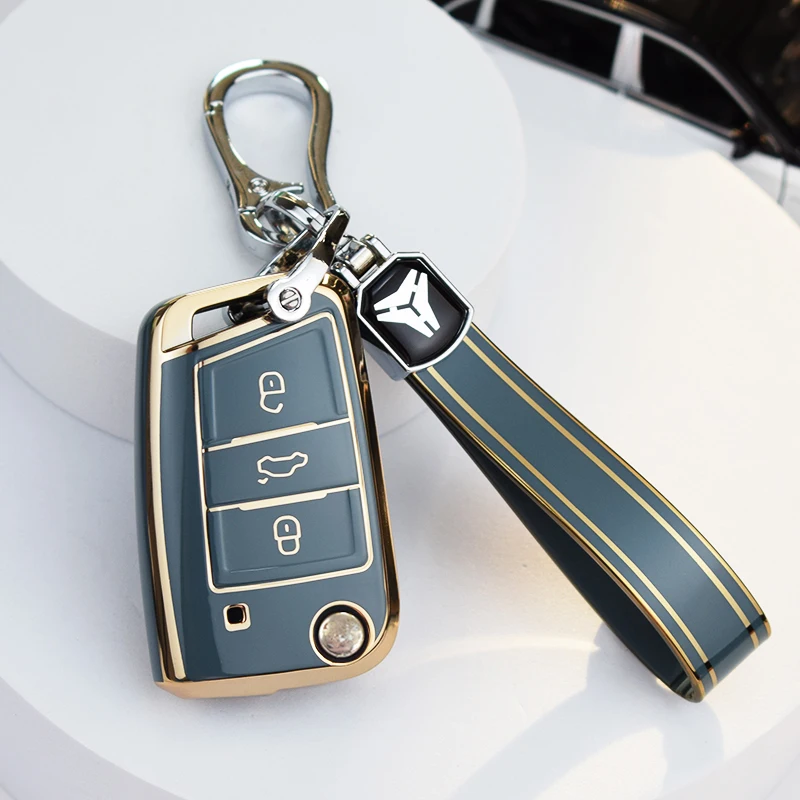 Dla SEAT Ateca Leon FR 2 Ibiza dla Skoda Octavia A7 dla VW Volkswagen Golf 7 MK7 Tiguan MK2 TPU obudowa kluczyka do samochodu z pilotem obudowa