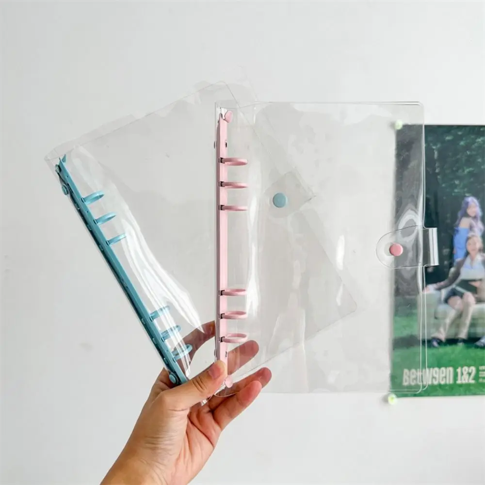 Portable PVC and Metal A5 Binder 6-hole Transparent Loose Leaf Notebook Shell Waterproof Multiple Colors Photocards Holder Diary