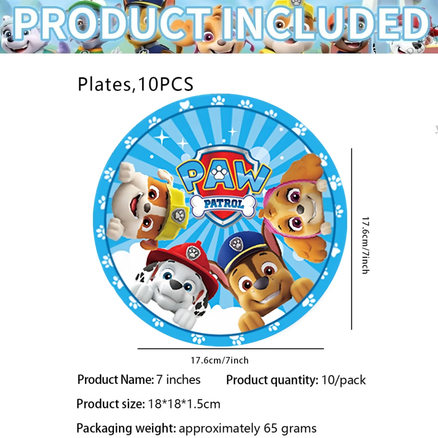 Paw Patrol Geburtstags-Tischdecke, Paw Patrol Geburtstagsparty-Dekoration, Teller, Becher, Besteck, Taschen, Ballons, Paw Patrol Party-Geschenke und Zubehör – Detail 5
